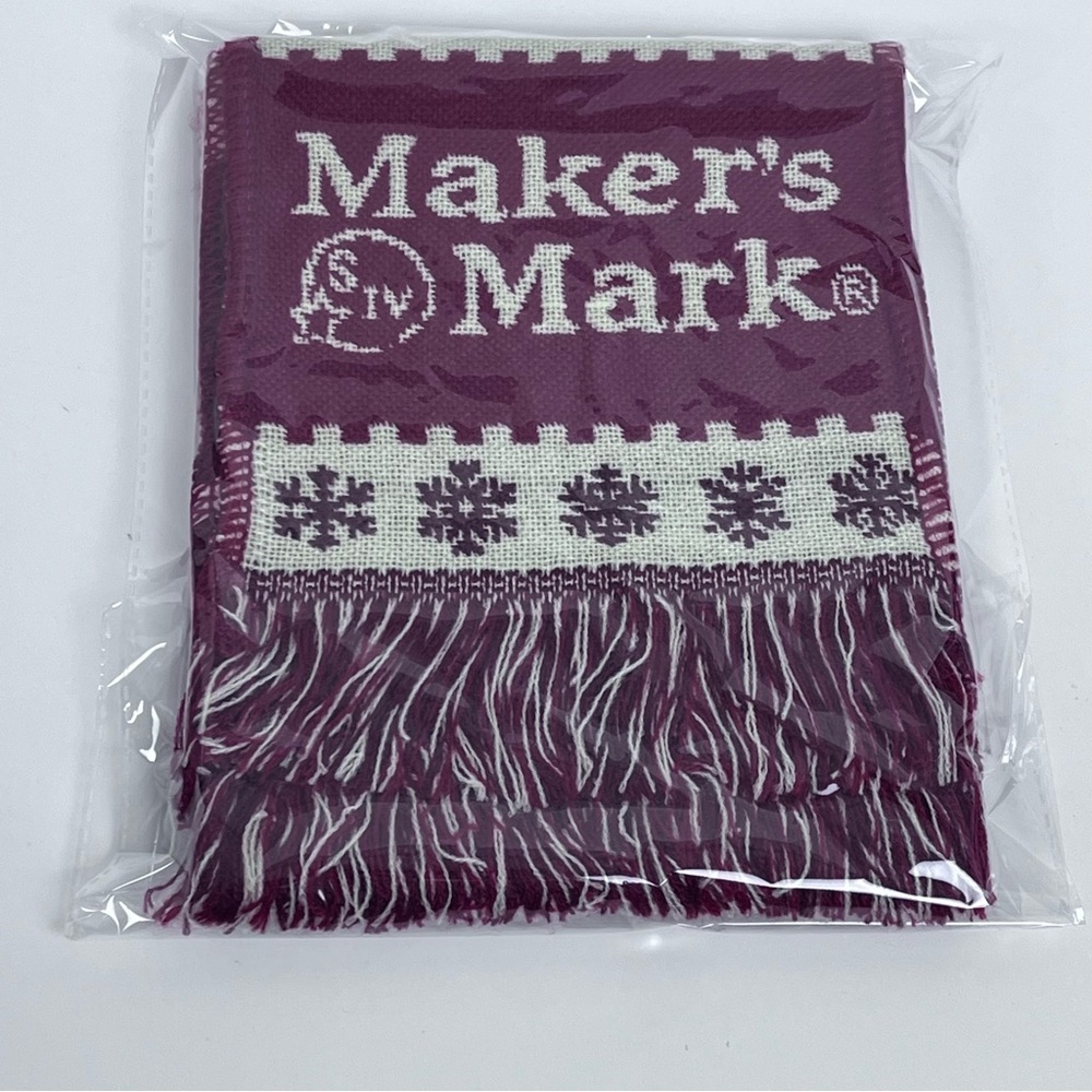 MAKER'S MARK Bourbon Scarf One Size 68” Adult Fringed Knit Winter Red Christmas - Picture 7 of 7